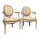 Pair of Armchairs with Back Medallion Lacquered Wood Louis XVI Style XIX Century