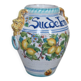 Large glazed ceramic lemon urn