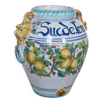 Large glazed ceramic lemon urn