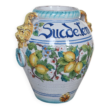Large glazed ceramic lemon urn