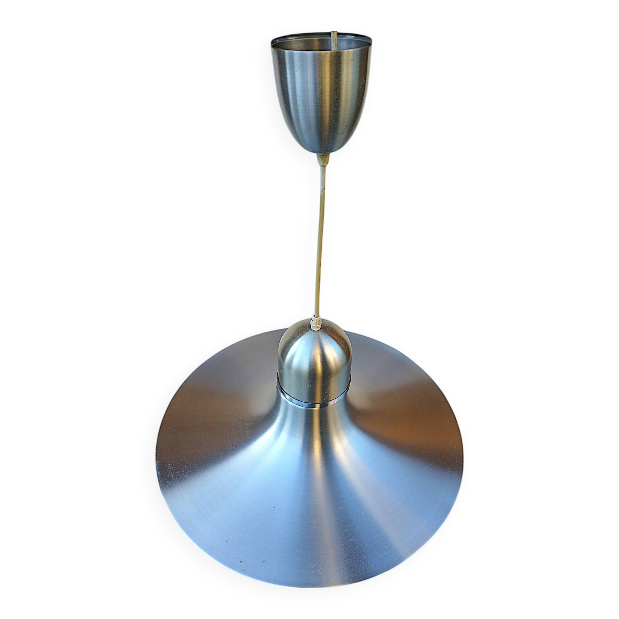 Large vintage space age 1970 aluminum pendant light L