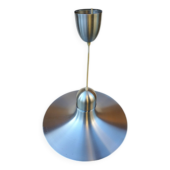 Large vintage space age 1970 aluminum pendant light L