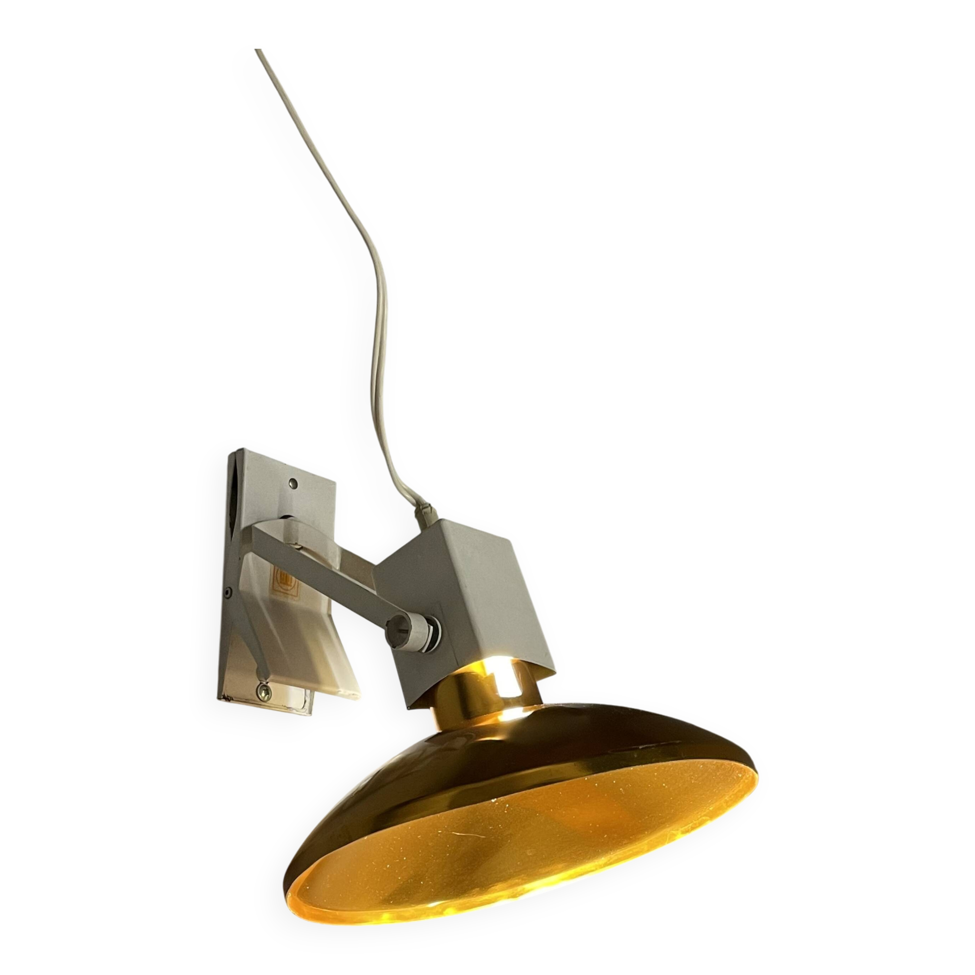 Lampe à pince Lita en métal doré et blanc