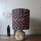 Sculpted stone lamp dlg Tormos, linen lampshade with botanical print