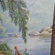 Tableau huile sur toile représentant une scène romantique