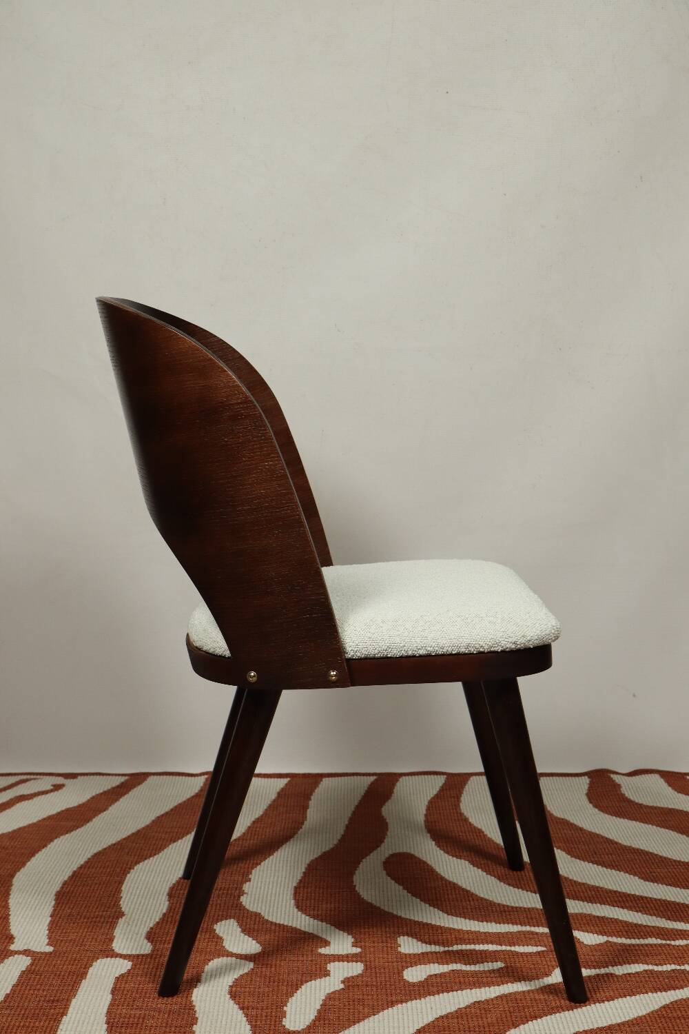 Dining chairs set of 4 oak wood white pearl buckle