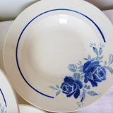 Set of 5 vintage flat plates from Grimaud Strasbourg, Poitiers model, porcelain