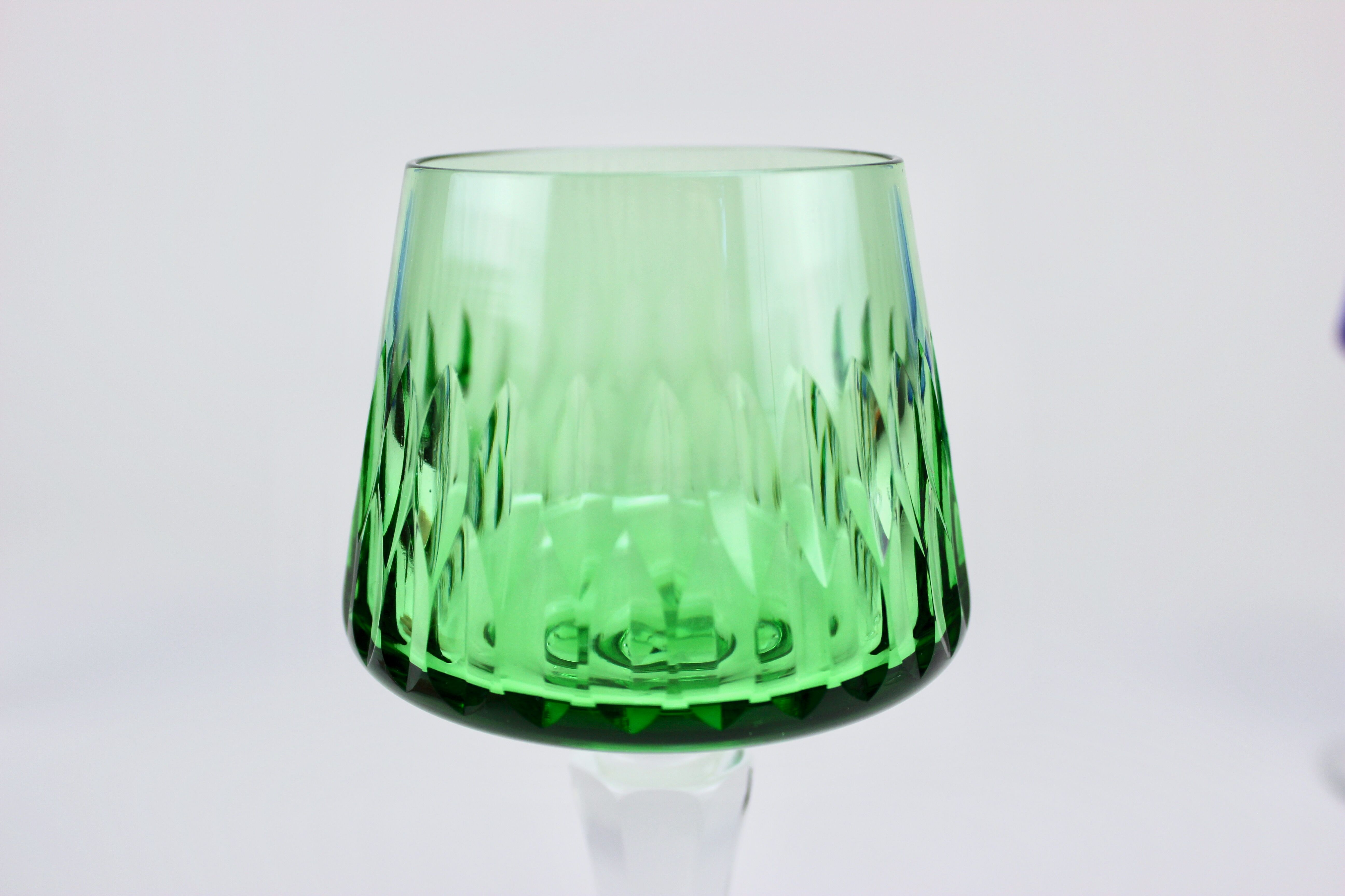 Set of 6 Bohemian crystal wine glasses