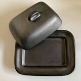 1960 Vallauris enameled earthenware butter dish