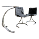 2 chaises en métal chromé et skaï tressé noir années 1970