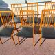 Set of 6 Scandinavian wooden and vintage leatherette chairs