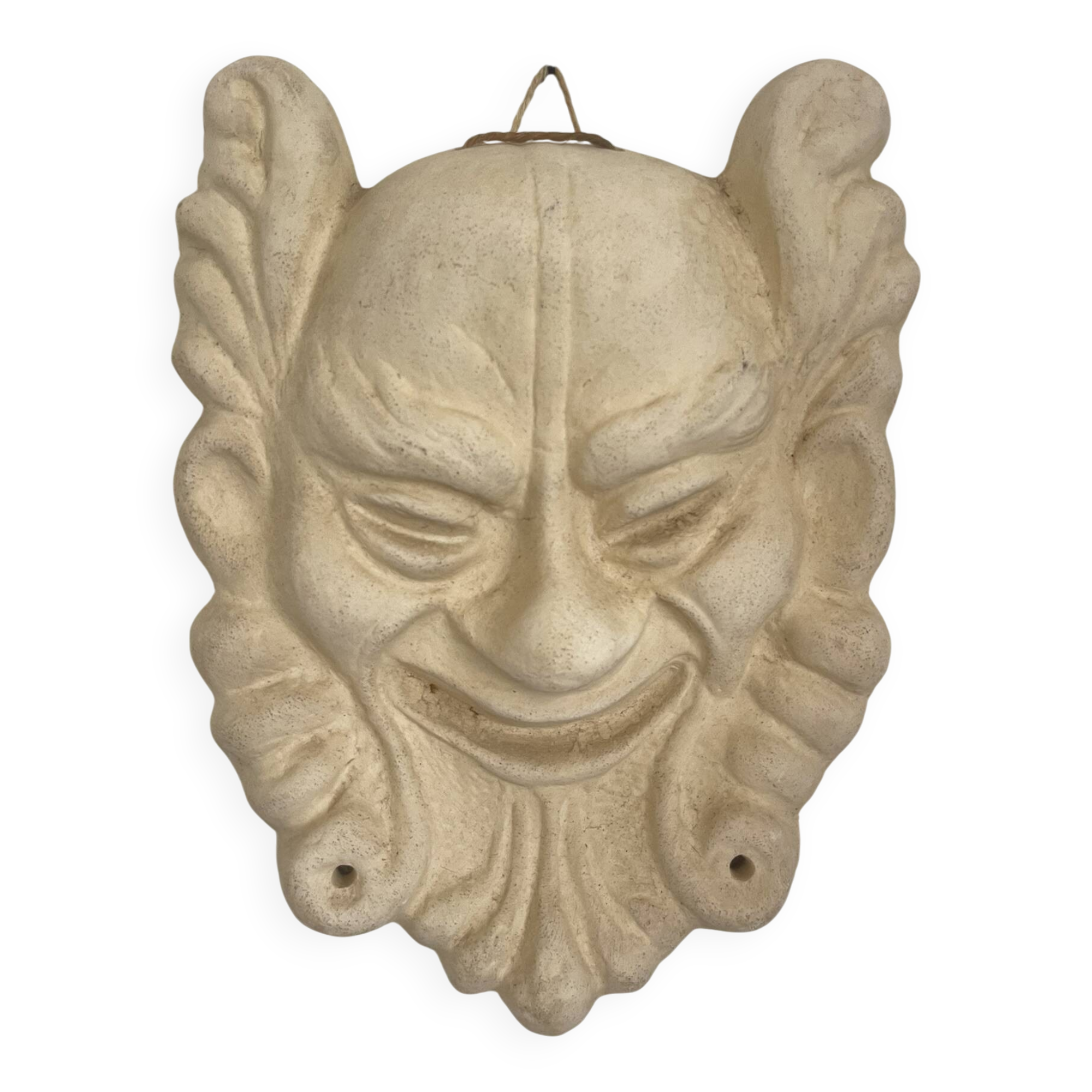Ancient Rare Head Face Mascaron Satyr Mask Pottery Bavent France Clay