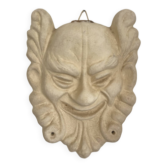 Ancient Rare Head Face Mascaron Satyr Mask Pottery Bavent France Clay