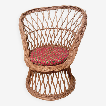 Children's rattan basket armchair, 1970s