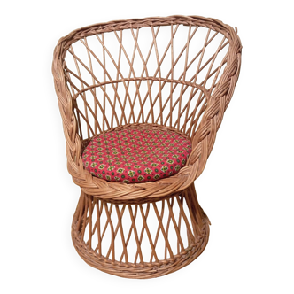 Children's rattan basket armchair, 1970s