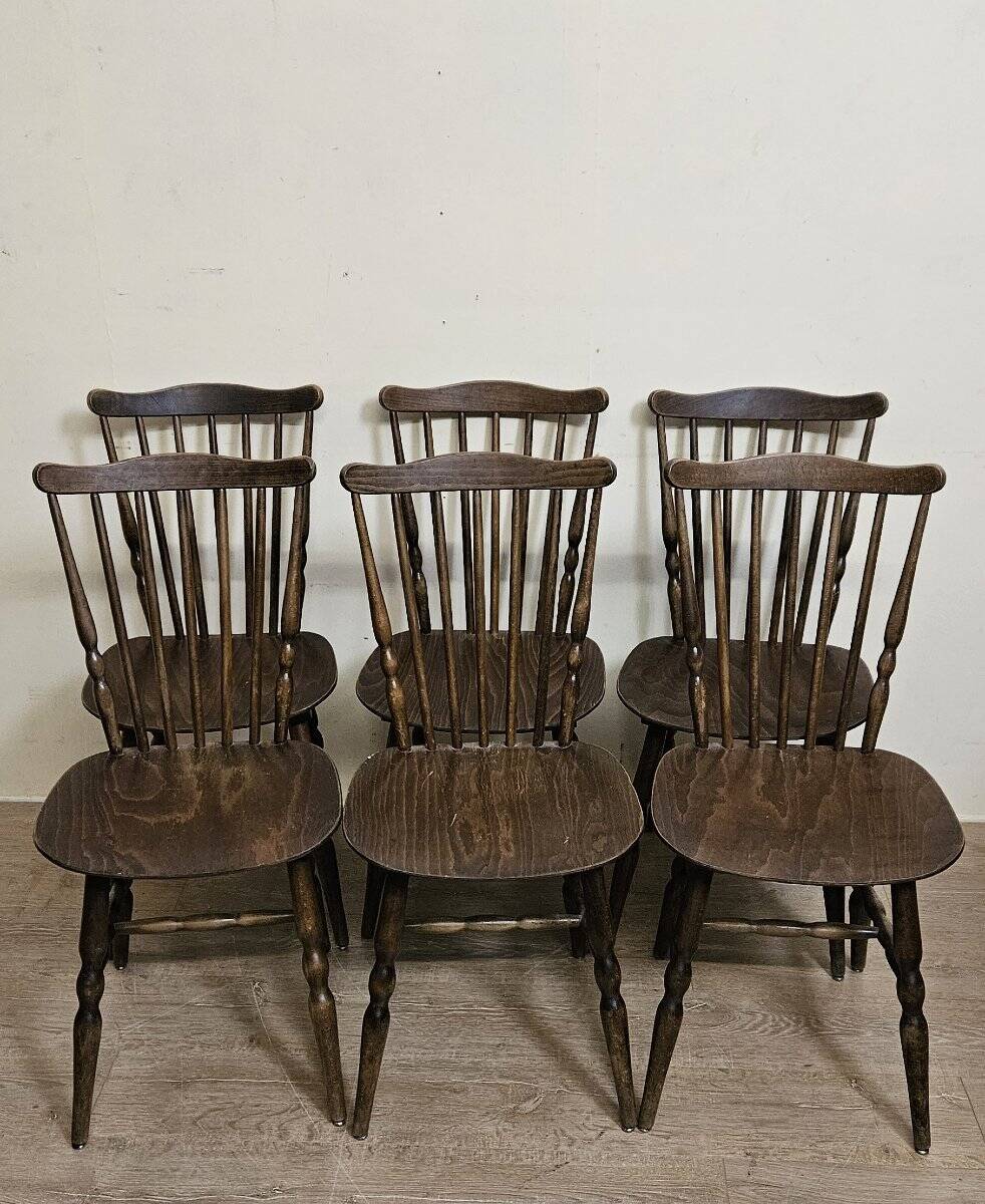 Set of 6 wooden chairs – bistro style - western / vintage