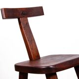 Set of 4 Scandinavian chairs in solid Elm, model T in the style of Olavi Hannin.