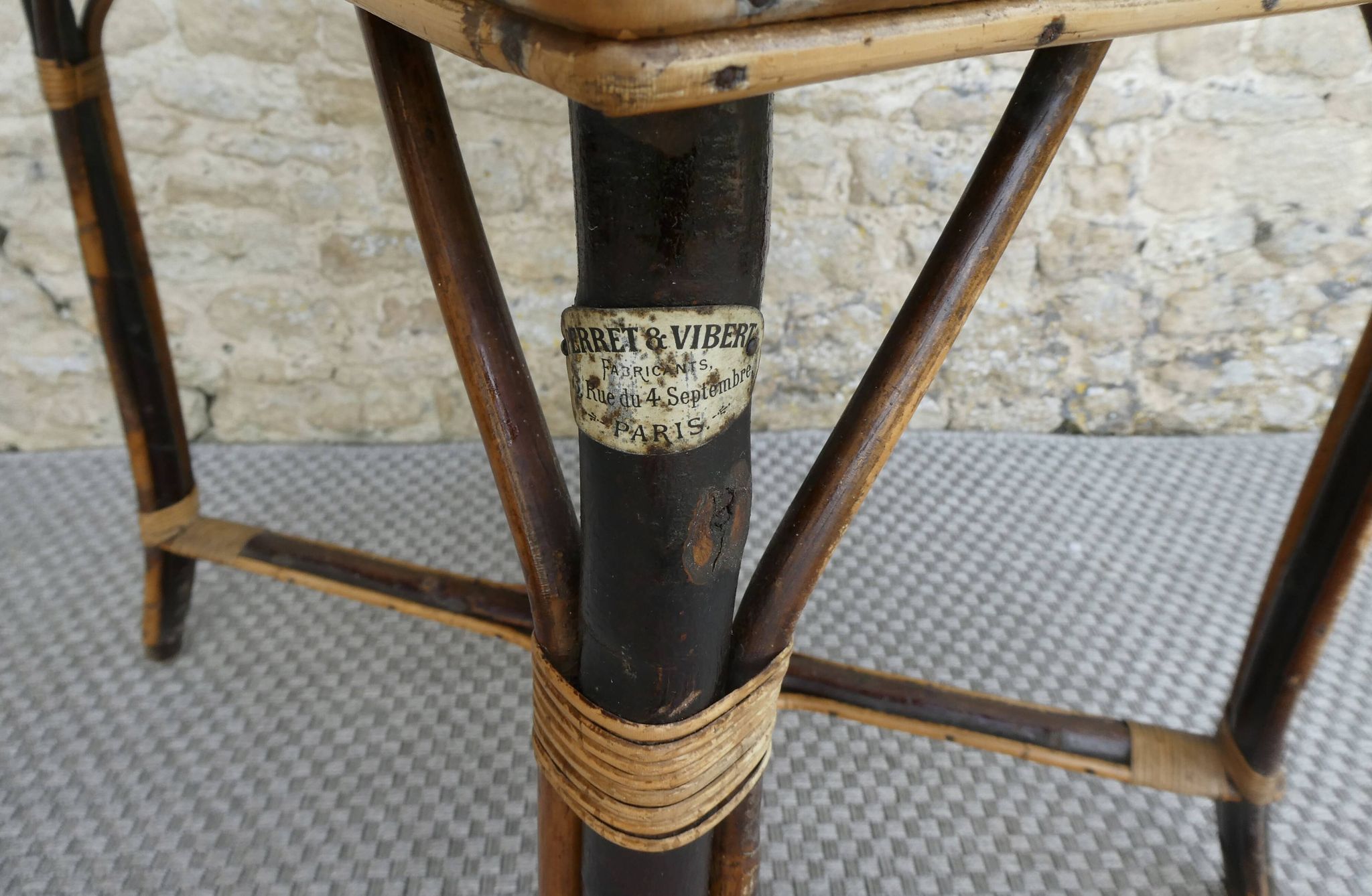 Bamboo and rattan table from the Perret & Vibert house, late 19th century.