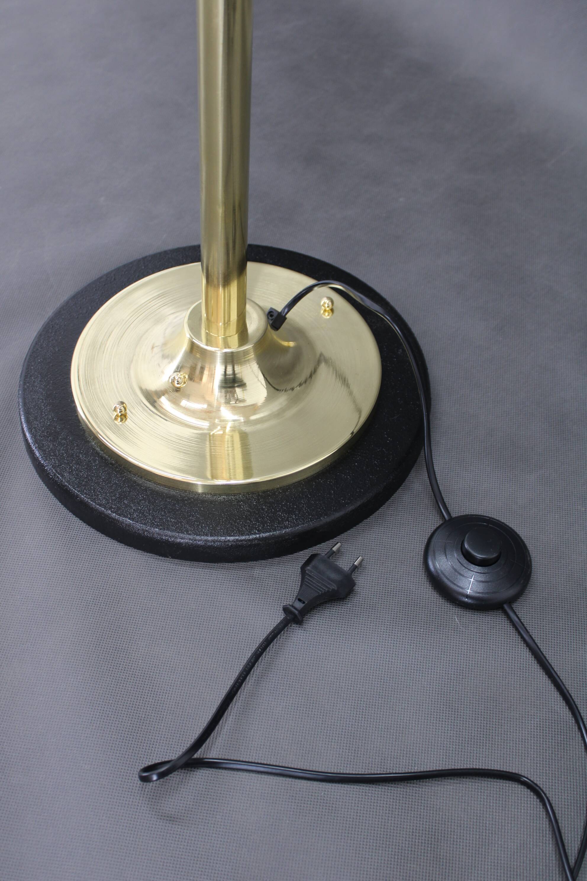 1970s Pair of Glass Brass Floor Lamps by Kamenicky Senov , Czechoslovakia