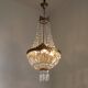French Empire Style 3 Light Bronze Montgolfier Crystal Basket Chandelier
