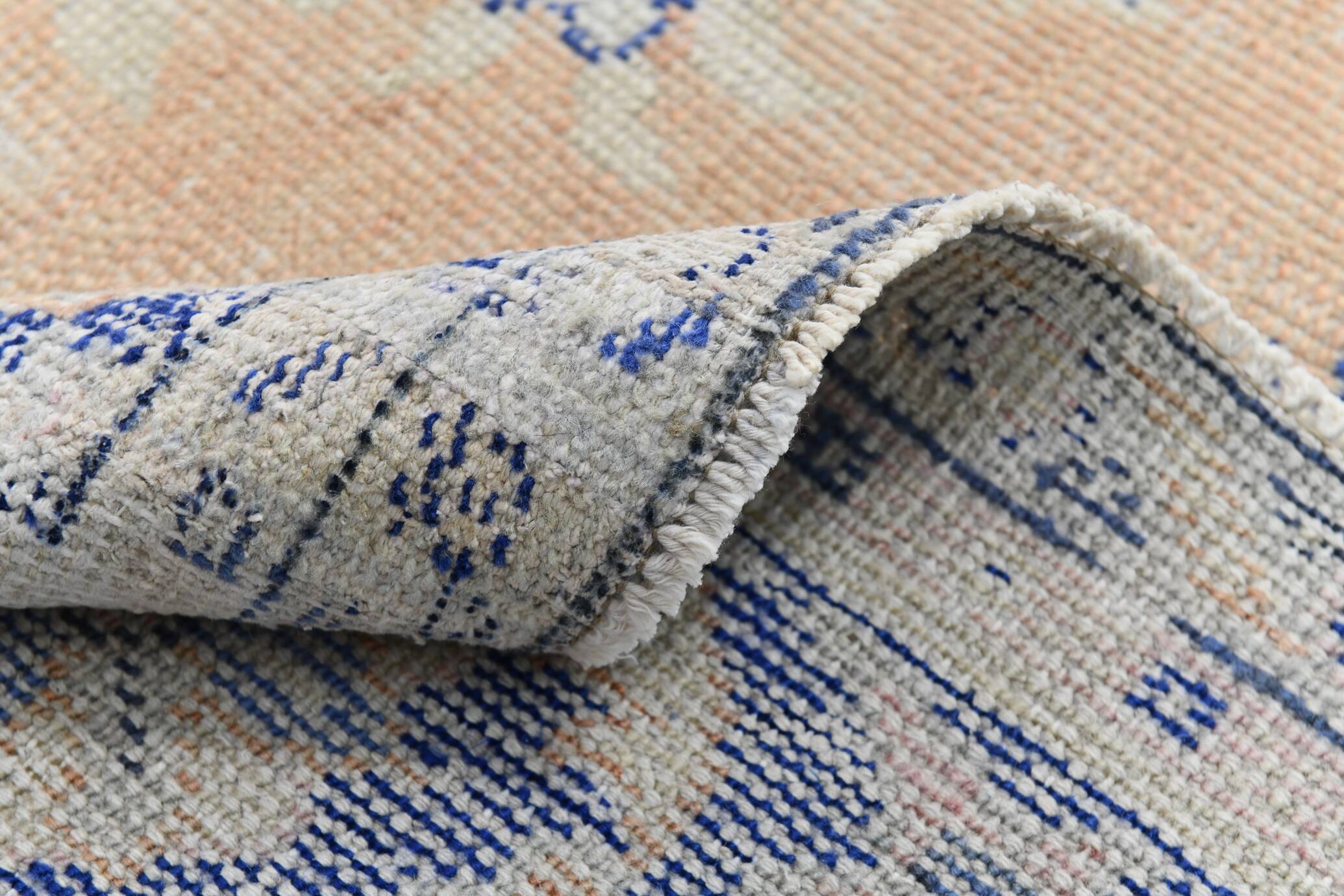 10x13 Blue & Light Orange Classic Antique Vintage Rug, 291x406Cm