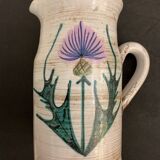 Pitcher or ceramic decanter, Vallauris thistle decoration