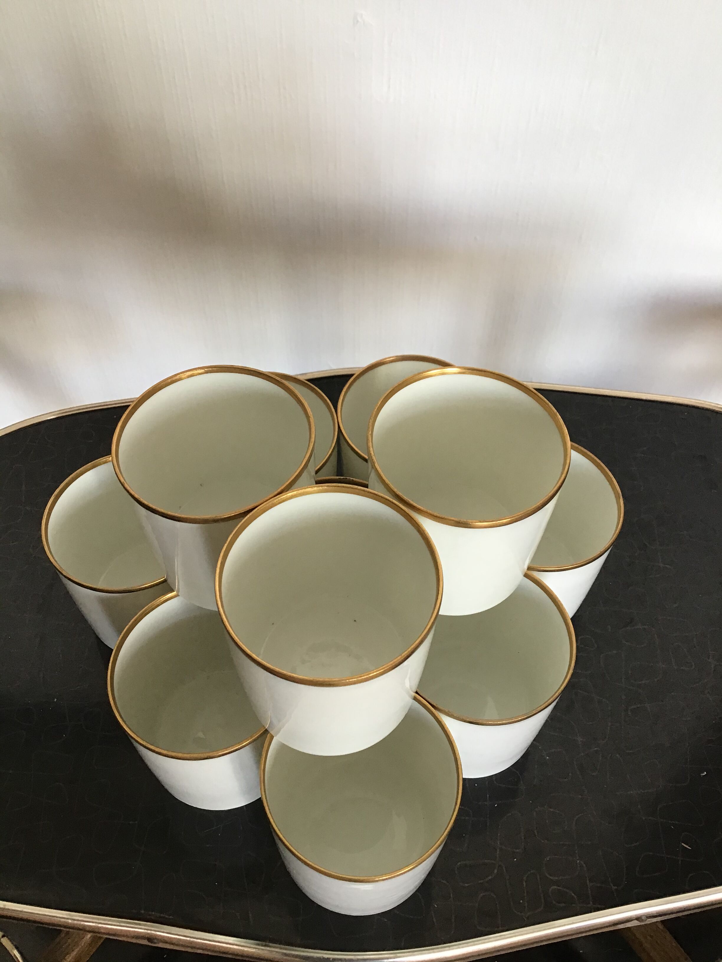 11 cups Gallia porcelain goldware