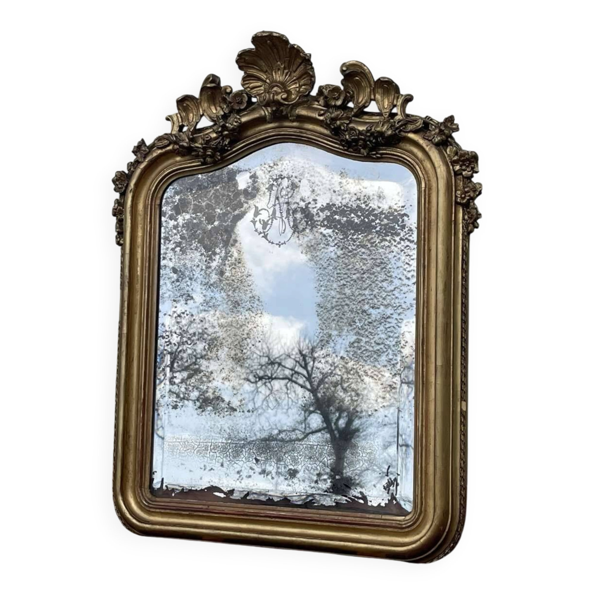 Louis XV mirror, early 19th century, restored.