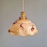 Suspension Art Déco en opaline marbrée, années 1920-30