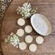 Lot of mother-of-pearl aperitif items, 7 coasters and a dish.