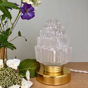 Vintage globe table lamp in half frosted, half transparent glass