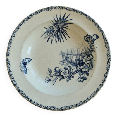Assiette creuse ancienne terre de fer bleue – Grand Dépôt Émile Bourgeois