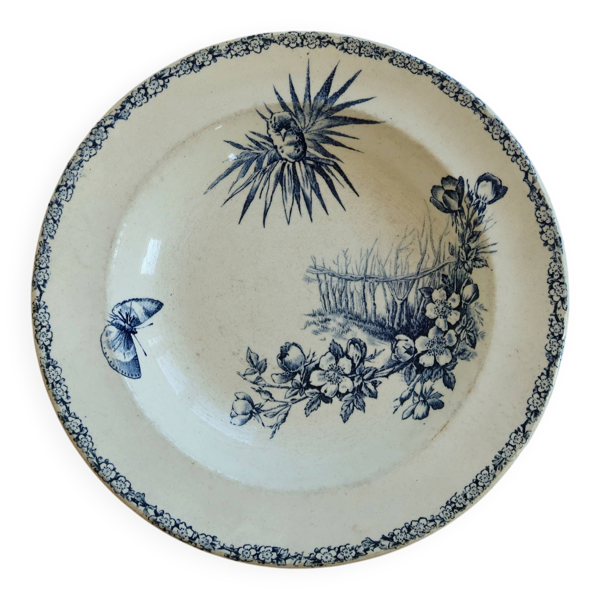 Assiette creuse ancienne terre de fer bleue – Grand Dépôt Émile Bourgeois