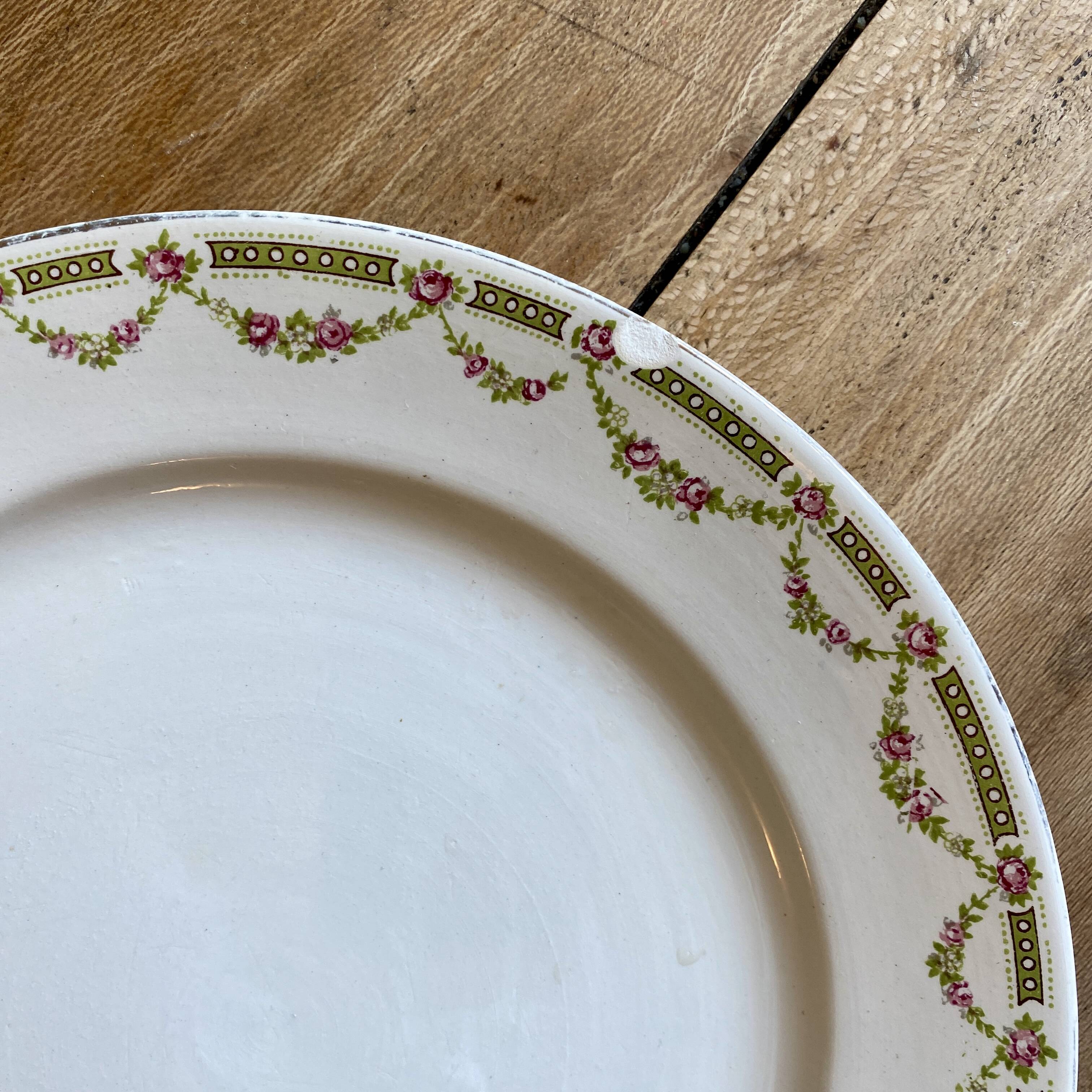 Set of 6 vintage flat ironstone plates - Sarreguemines