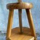 Vintage tripod workshop stool in pitchpin with height-adjustable screws