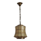 French Vintage Capiz Shell Hanging Pendant Light in Brass Metal and Copper