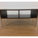 Coffee table wood and aluminum 70s