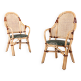 Set of 2 Vintage 1970’s Rattan-Bamboo indoor/outdoor chairs