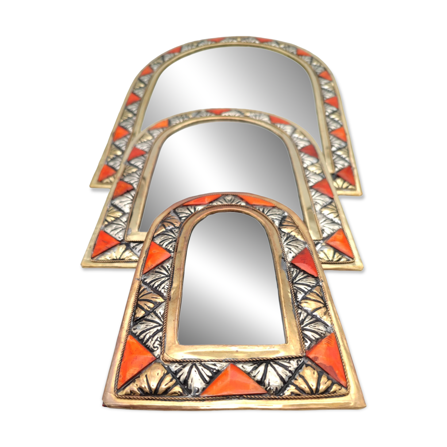 Set of 3 copper mirror wall decoration
