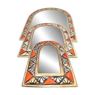 Set of 3 copper mirror wall decoration