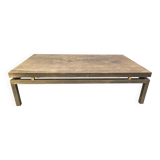 Vintage etched brass coffee table signed by Willy Daro, 1970s