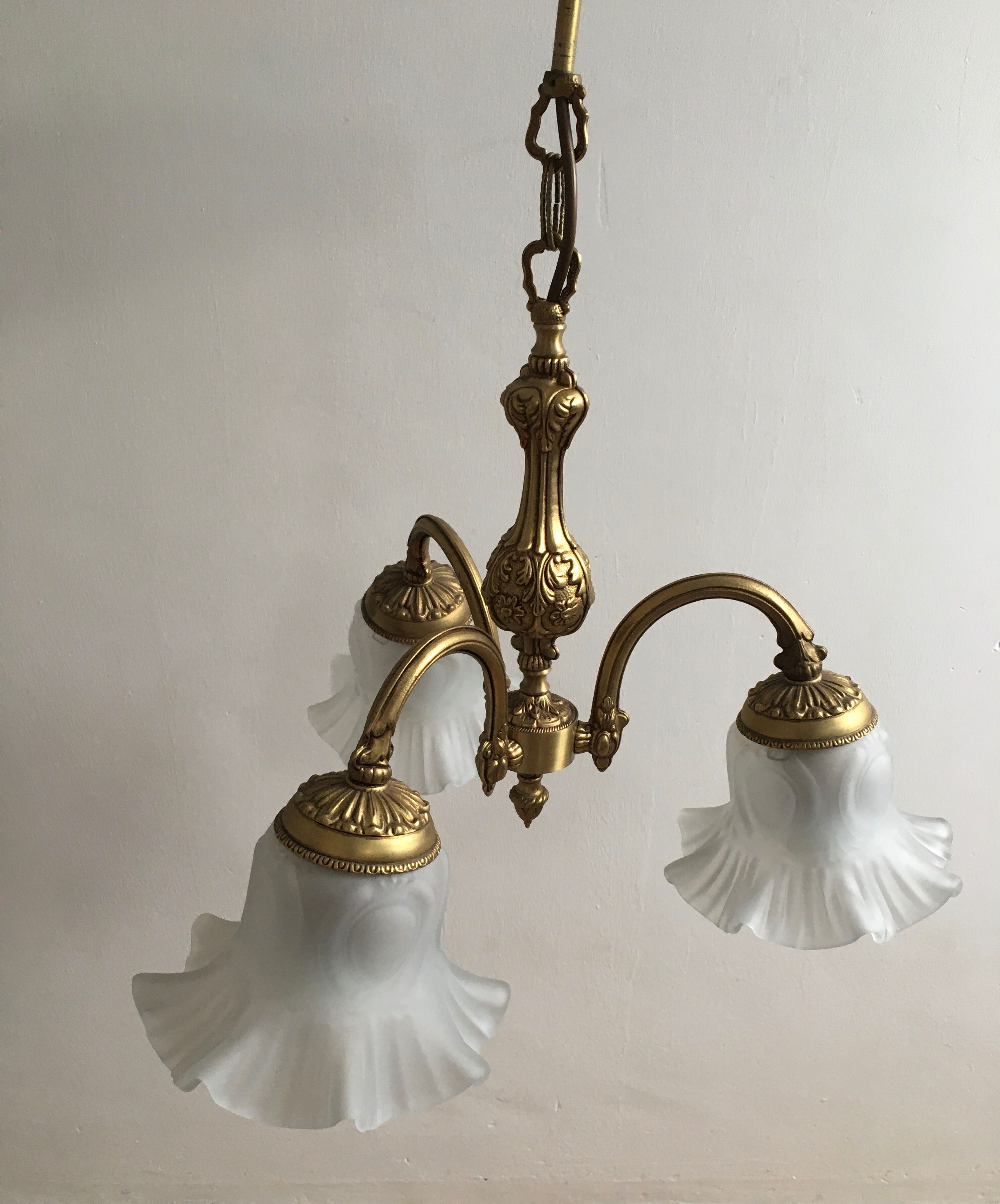 Ancient bronze chandelier 3 branches