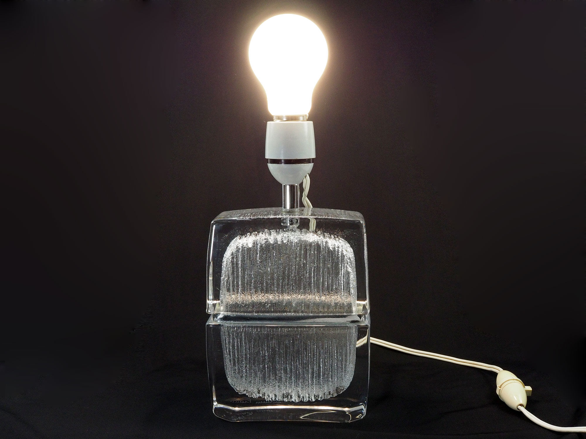 Daum France Mid-Century Crystal Table Lamp-1960s