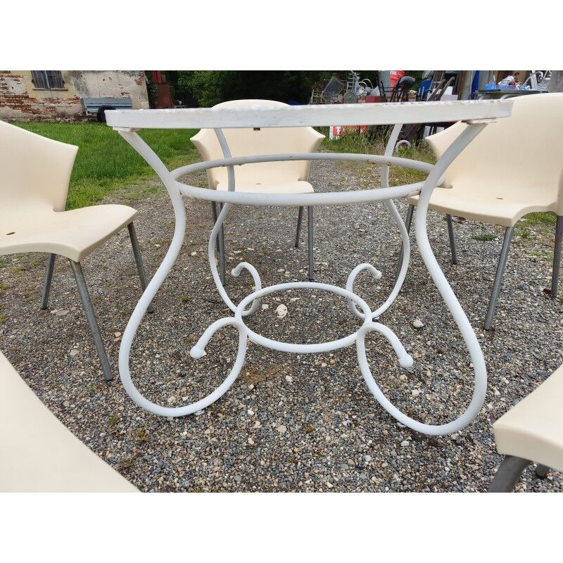 Salon de jardin fer forgé table + 5 fauteuils