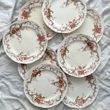 8 polychrome ironstone dinner plates "Wentworth" by Emile Bourgeois