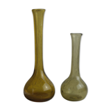 Pair of vintage biot bubbled blown glass soliflores