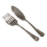 Silver-plated fish serving set by Christofle, chevron pattern