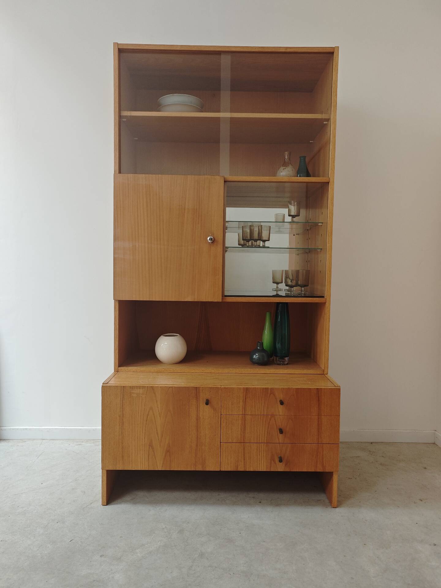 Tall two-body cupboard by Drevotex Zamberk 1977