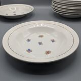 12 hollow porcelain plates, floral decoration and golden ledé - ∅: 23cm