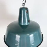 Large Industrial Petrol Enamel Factory Pendant Lamp, 1960s